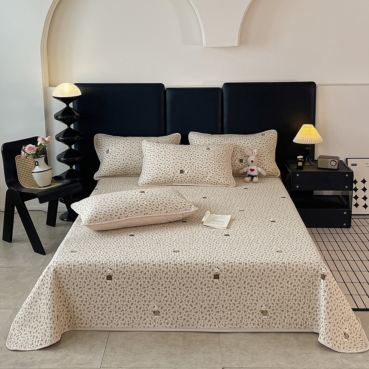 金丝兔 2026新款复古碎花亲肤水洗棉单床盖仿棉夹棉床盖床盖三件套 遇见