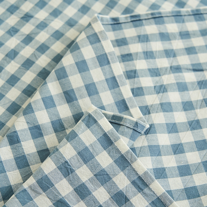 91家纺网 家纺一手货源 找家纺 21度C 2026新款A类全棉水洗棉母婴级床单 蓝小格