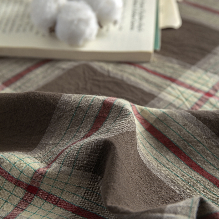 91家纺网 家纺一手货源 找家纺 21度C 2026新款A类全棉水洗棉母婴级床单 栗咖格