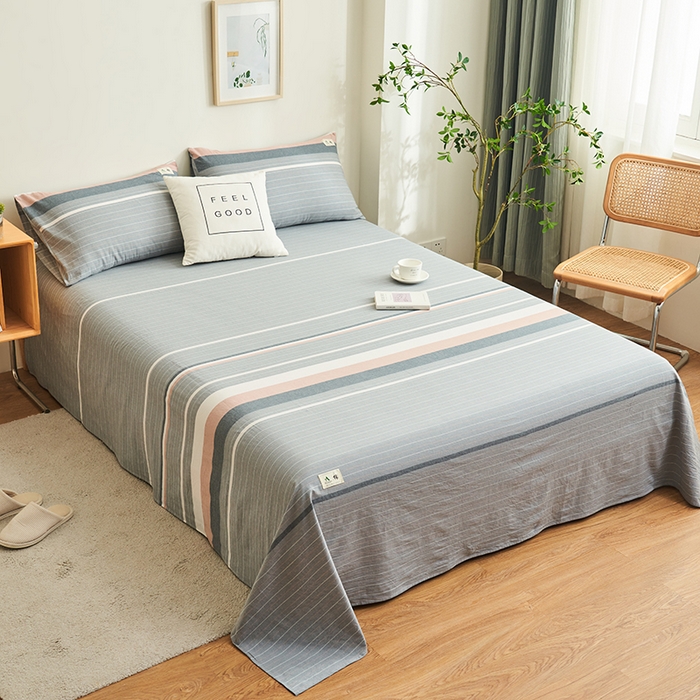 91家纺网 家纺一手货源 找家纺 21度C 2026新款A类全棉水洗棉母婴级床单 流年灰