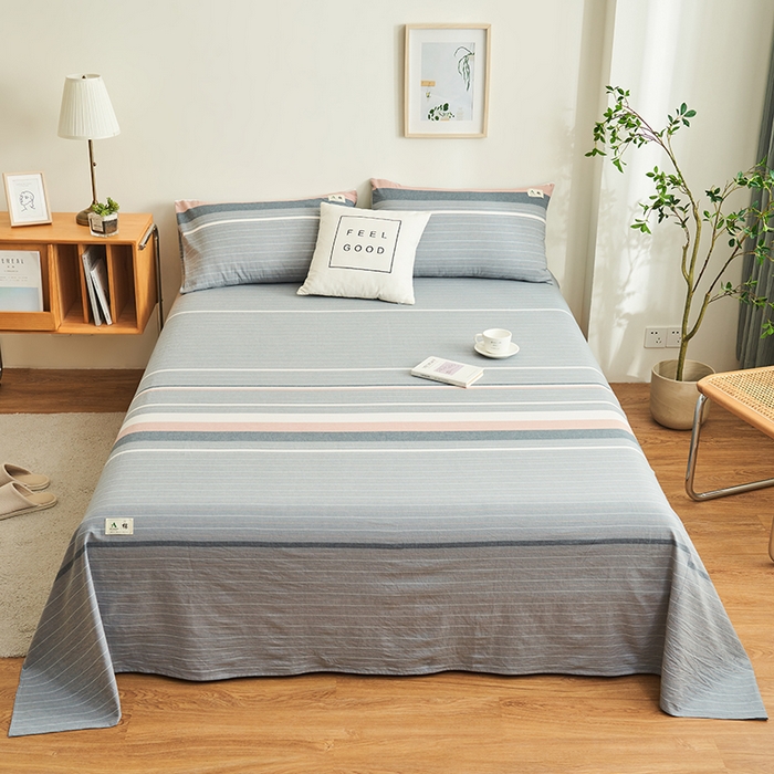 91家纺网 家纺一手货源 找家纺 21度C 2026新款A类全棉水洗棉母婴级床单 流年灰