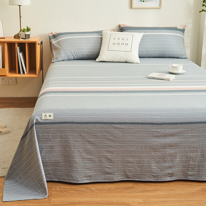 91家纺网 家纺一手货源 找家纺 21度C 2026新款A类全棉水洗棉母婴级床单 流年灰