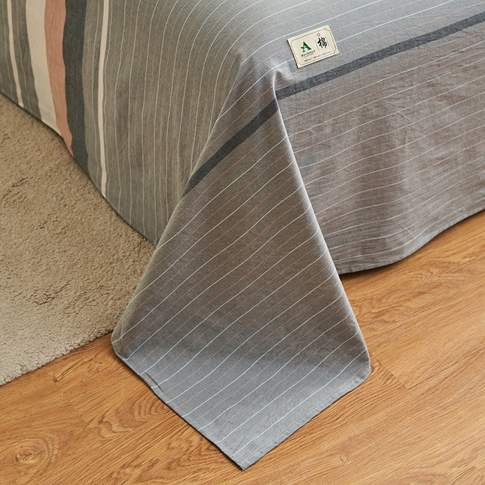 91家纺网 家纺一手货源 找家纺 21度C 2026新款A类全棉水洗棉母婴级床单 流年灰