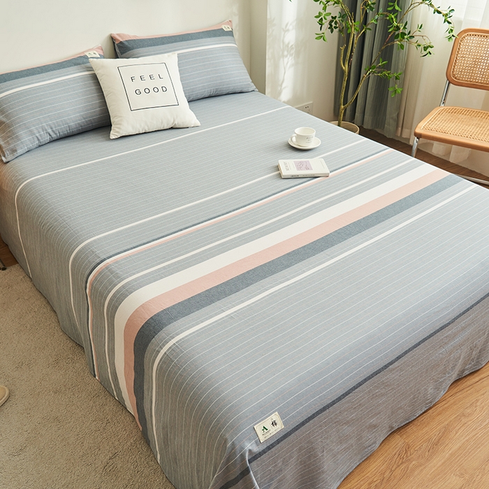 91家纺网 家纺一手货源 找家纺 21度C 2026新款A类全棉水洗棉母婴级床单 流年灰