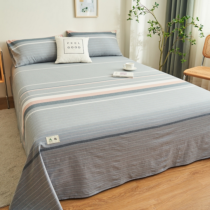 91家纺网 家纺一手货源 找家纺 21度C 2026新款A类全棉水洗棉母婴级床单 流年灰