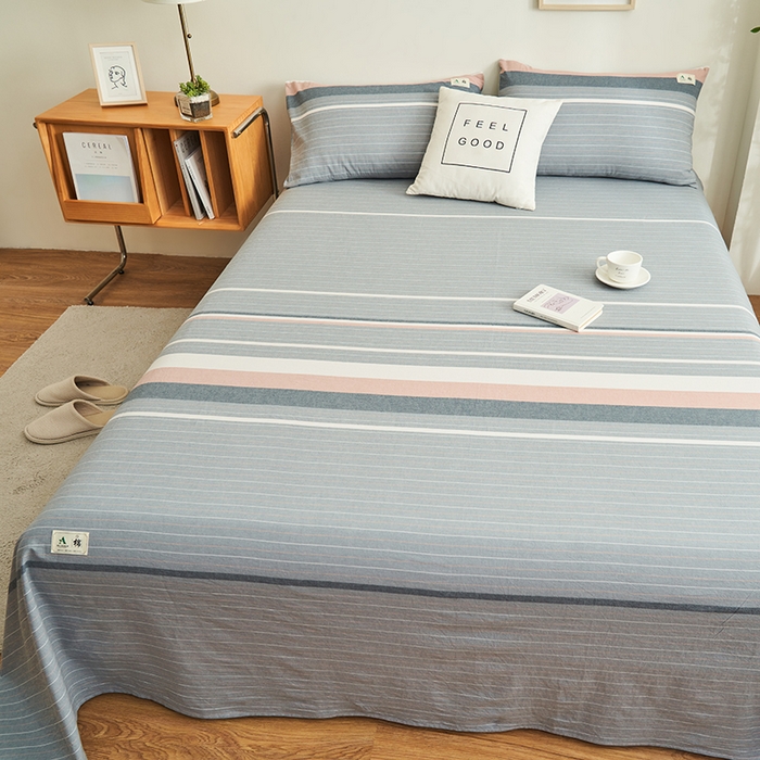 91家纺网 家纺一手货源 找家纺 21度C 2026新款A类全棉水洗棉母婴级床单 流年灰