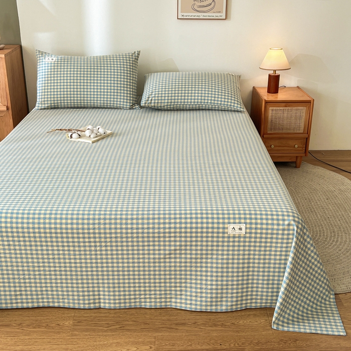 91家纺网 家纺一手货源 找家纺 21度C 2026新款A类全棉水洗棉母婴级床单 琉璃格