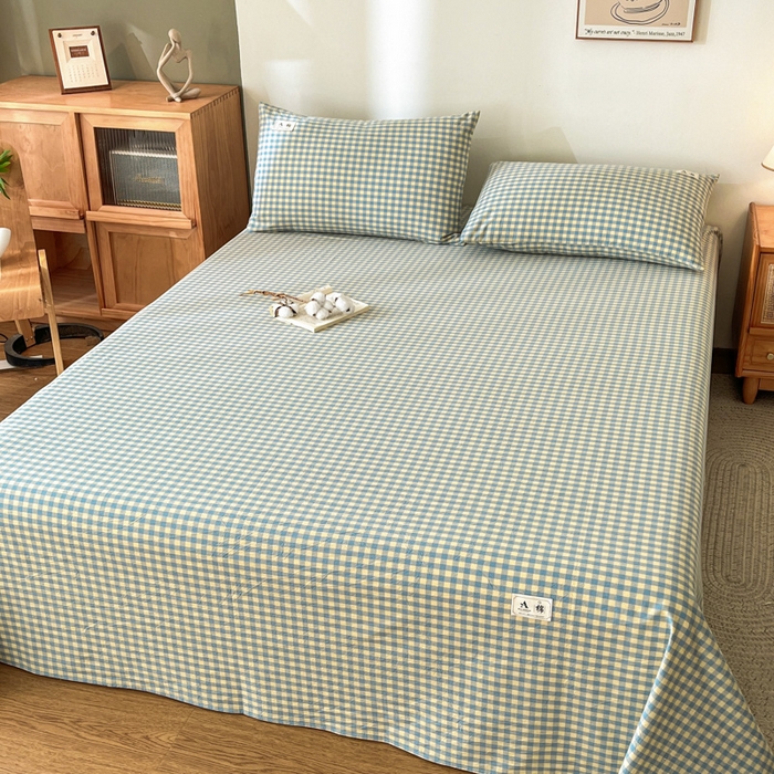 91家纺网 家纺一手货源 找家纺 21度C 2026新款A类全棉水洗棉母婴级床单 琉璃格