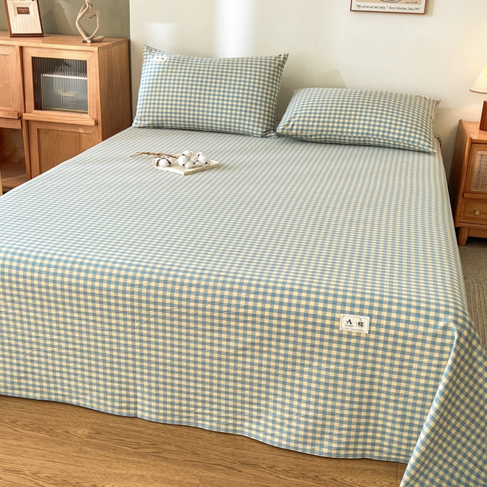 91家纺网 家纺一手货源 找家纺 21度C 2026新款A类全棉水洗棉母婴级床单 琉璃格