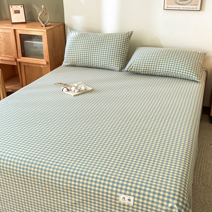 91家纺网 家纺一手货源 找家纺 21度C 2026新款A类全棉水洗棉母婴级床单 琉璃格