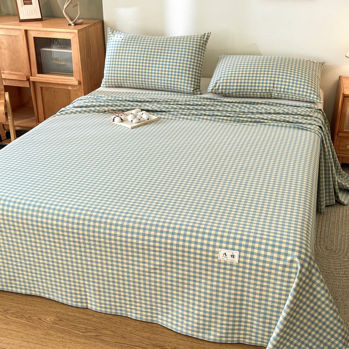 91家纺网 家纺一手货源 找家纺 21度C 2026新款A类全棉水洗棉母婴级床单 琉璃格