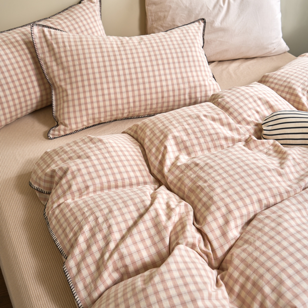 91家纺网 家纺一手货源 找家纺 （总）洋铭区（原狠狠爱） 2026新款色织水洗棉一字边四件套系列