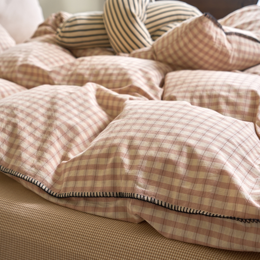 91家纺网 家纺一手货源 找家纺 （总）洋铭区（原狠狠爱） 2026新款色织水洗棉一字边四件套系列