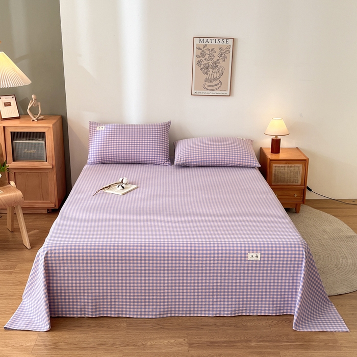 91家纺网 家纺一手货源 找家纺 21度C 2026新款A类全棉水洗棉母婴级床单 梦幻紫