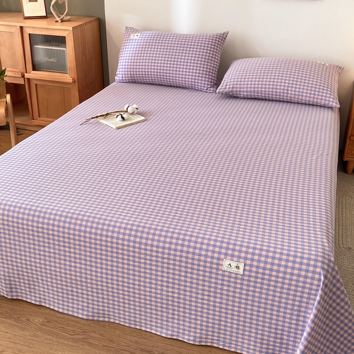 91家纺网 家纺一手货源 找家纺 21度C 2026新款A类全棉水洗棉母婴级床单 梦幻紫