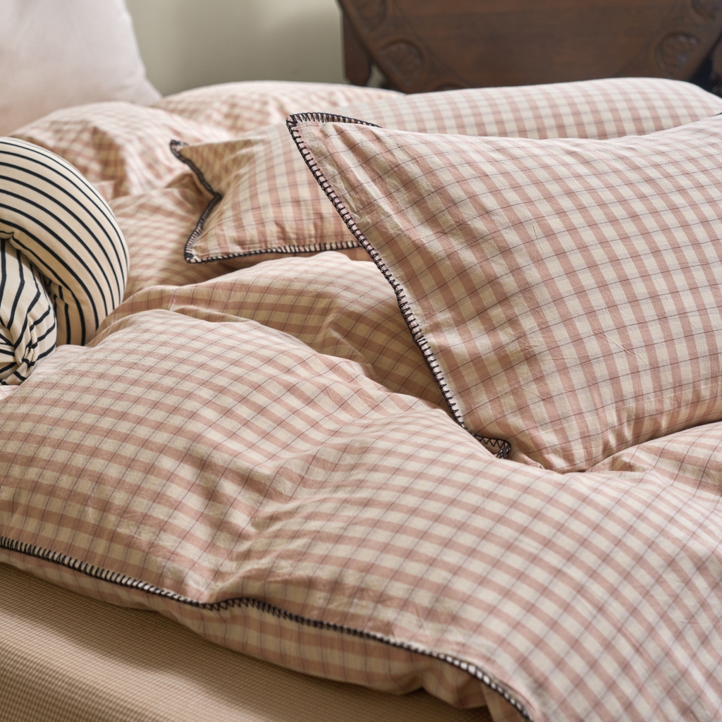 91家纺网 家纺一手货源 找家纺 （总）洋铭区（原狠狠爱） 2026新款色织水洗棉一字边四件套系列