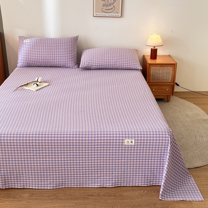 91家纺网 家纺一手货源 找家纺 21度C 2026新款A类全棉水洗棉母婴级床单 梦幻紫