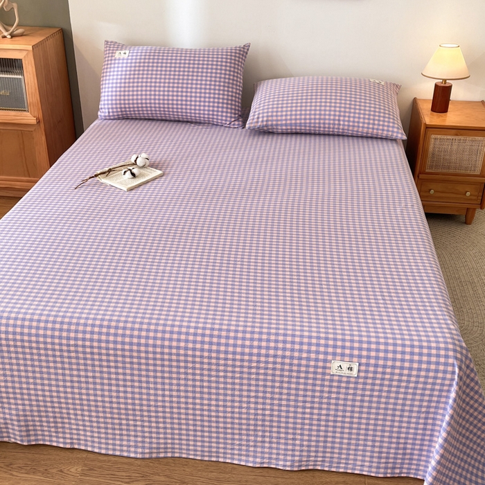 91家纺网 家纺一手货源 找家纺 21度C 2026新款A类全棉水洗棉母婴级床单 梦幻紫