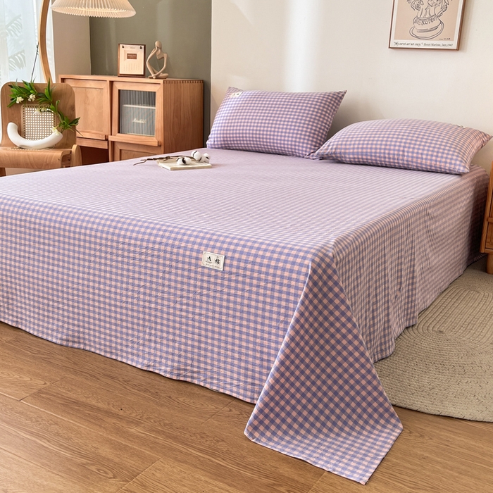 91家纺网 家纺一手货源 找家纺 21度C 2026新款A类全棉水洗棉母婴级床单 梦幻紫