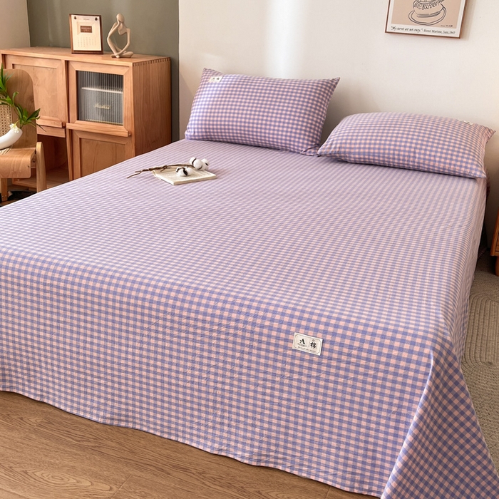 91家纺网 家纺一手货源 找家纺 21度C 2026新款A类全棉水洗棉母婴级床单 梦幻紫