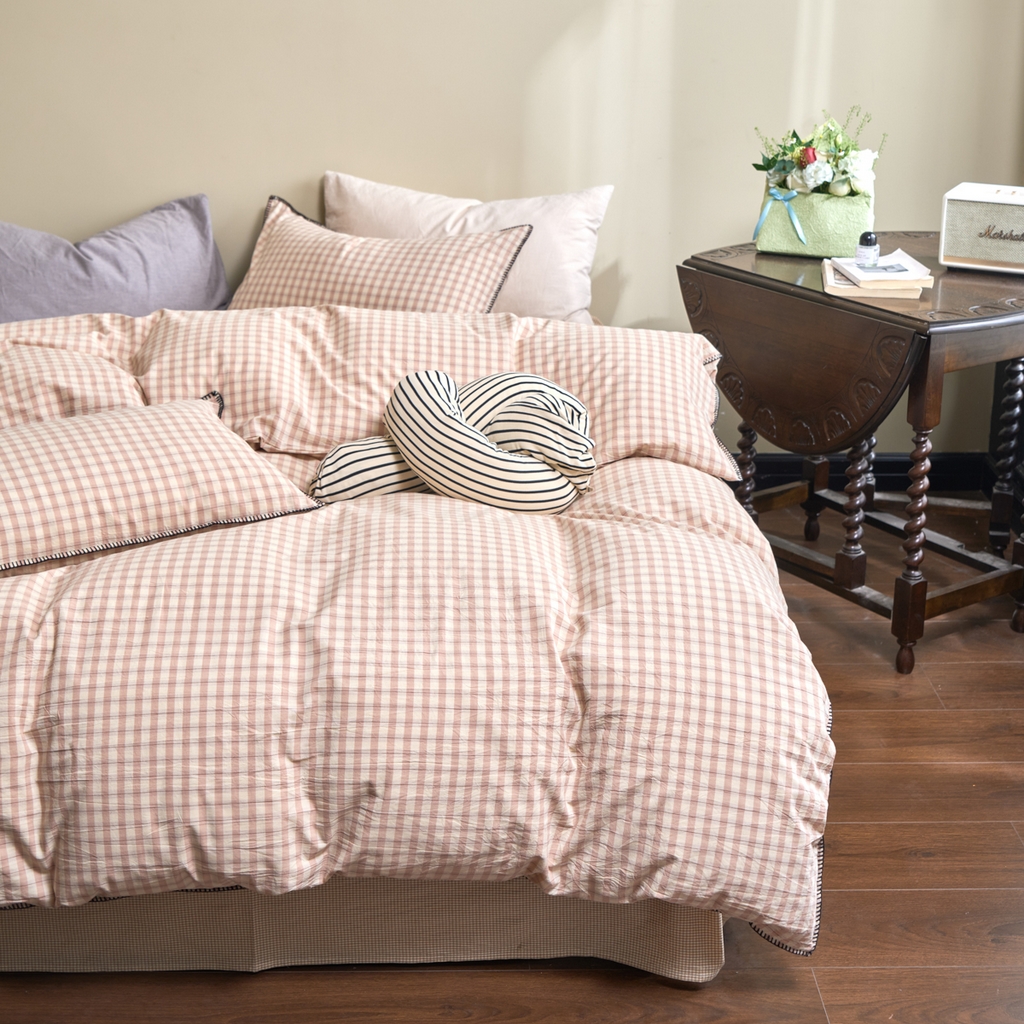 91家纺网 家纺一手货源 找家纺 （总）洋铭区（原狠狠爱） 2026新款色织水洗棉一字边四件套系列