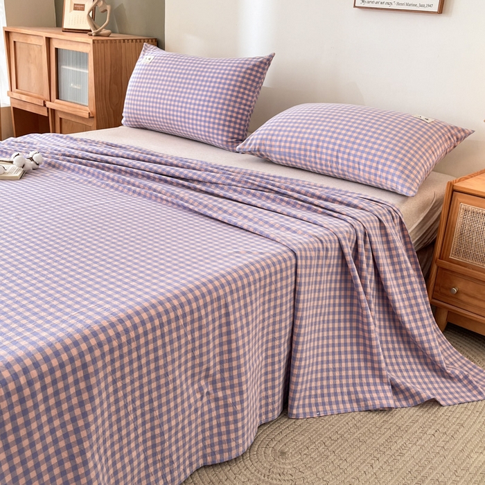 91家纺网 家纺一手货源 找家纺 21度C 2026新款A类全棉水洗棉母婴级床单 梦幻紫