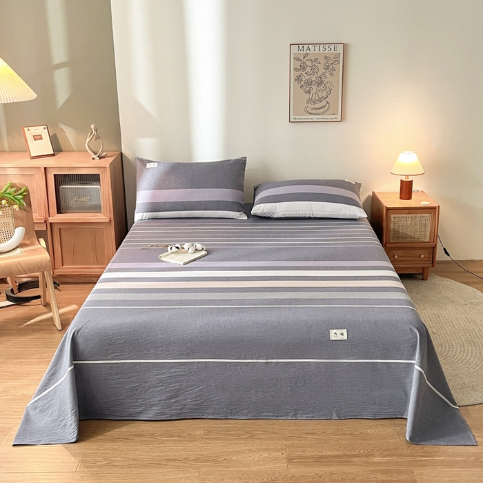 91家纺网 家纺一手货源 找家纺 21度C 2026新款A类全棉水洗棉母婴级床单 米拉条