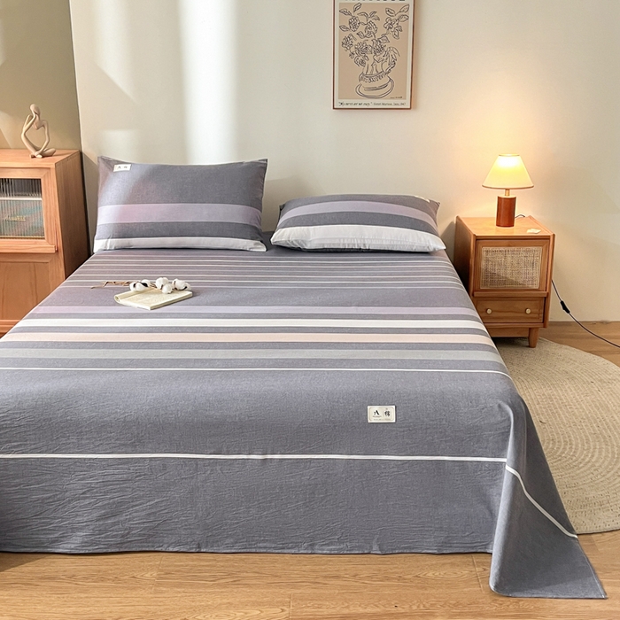 91家纺网 家纺一手货源 找家纺 21度C 2026新款A类全棉水洗棉母婴级床单 米拉条