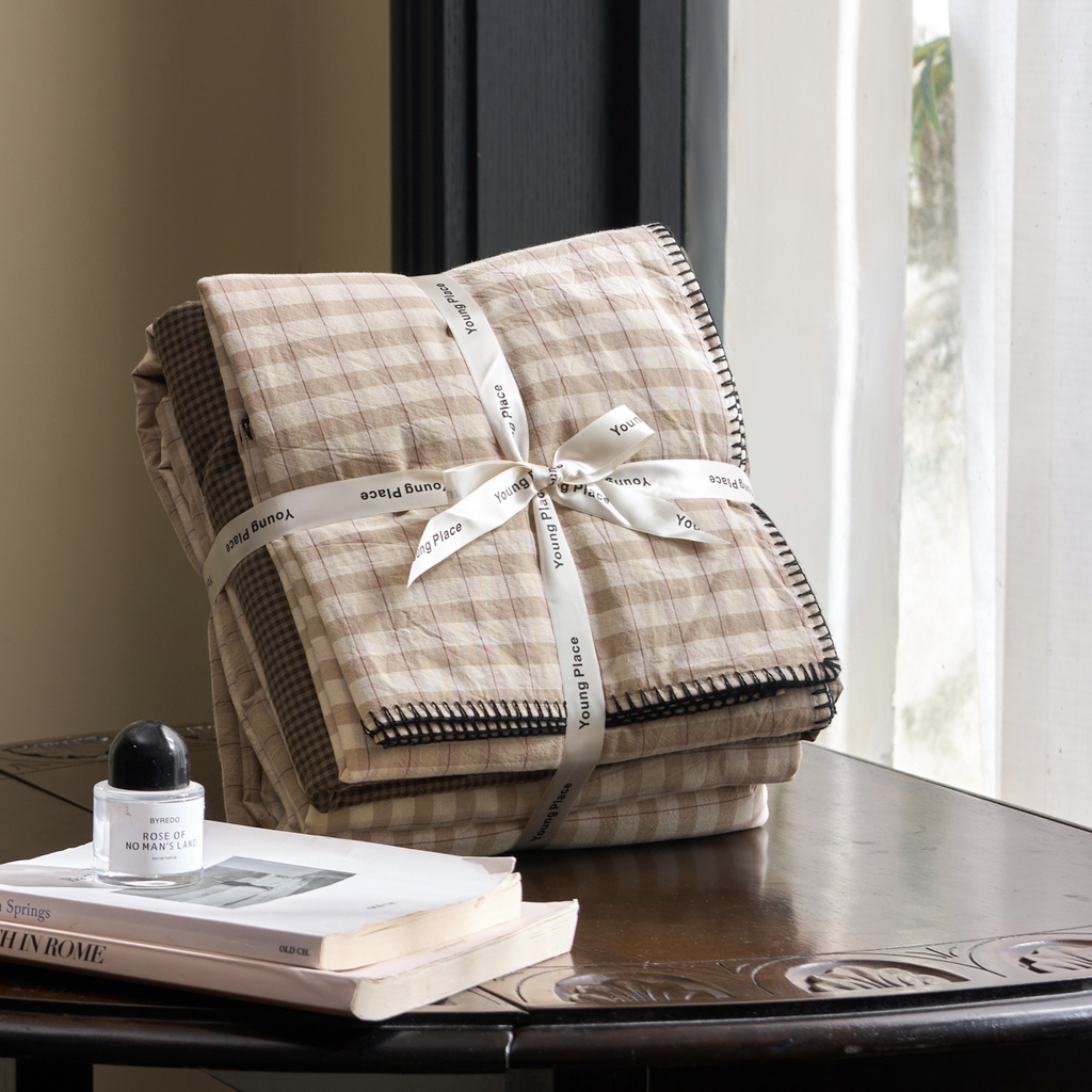 91家纺网 家纺一手货源 找家纺 （总）洋铭区（原狠狠爱） 2026新款色织水洗棉一字边四件套系列