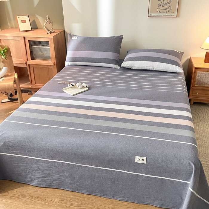 91家纺网 家纺一手货源 找家纺 21度C 2026新款A类全棉水洗棉母婴级床单 米拉条