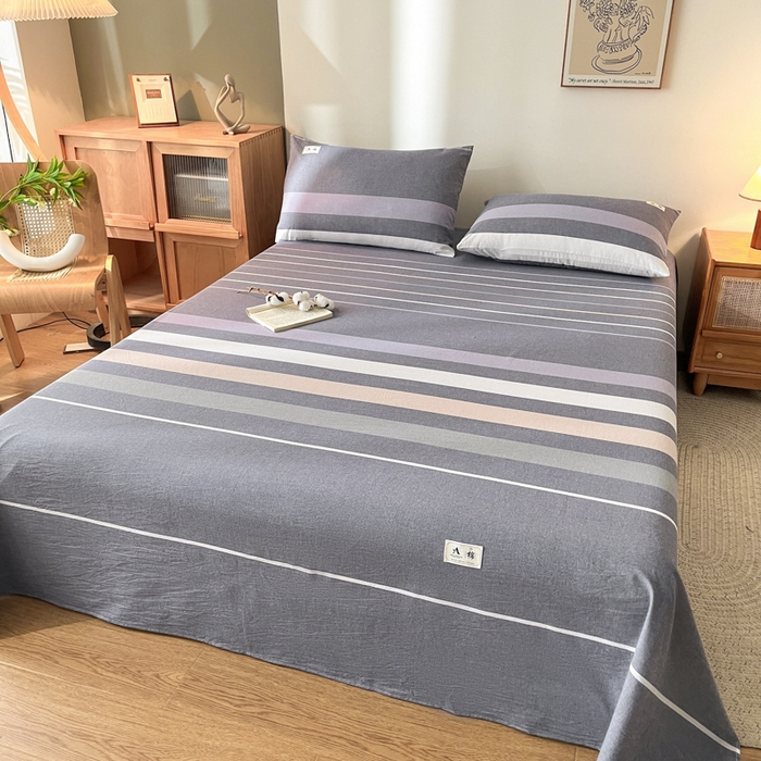 91家纺网 家纺一手货源 找家纺 21度C 2026新款A类全棉水洗棉母婴级床单 米拉条