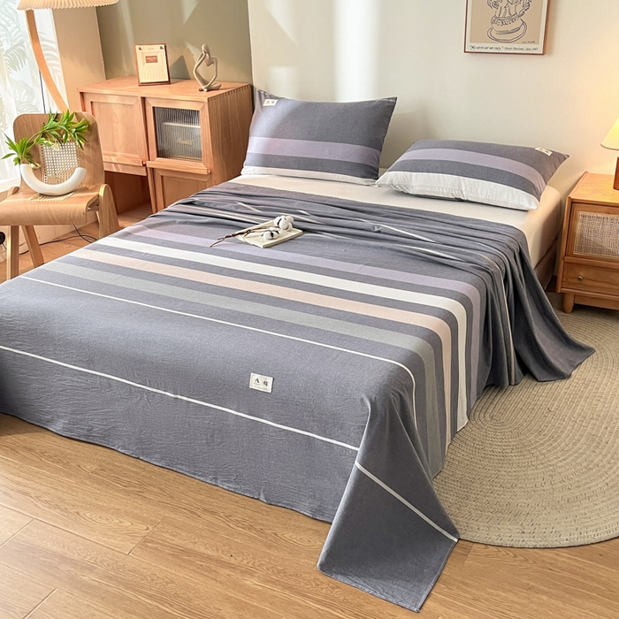 91家纺网 家纺一手货源 找家纺 21度C 2026新款A类全棉水洗棉母婴级床单 米拉条