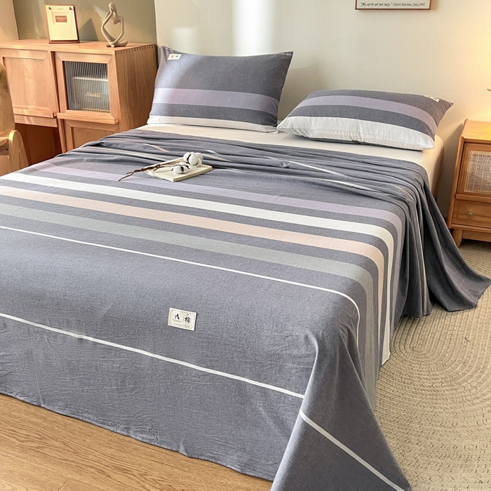 91家纺网 家纺一手货源 找家纺 21度C 2026新款A类全棉水洗棉母婴级床单 米拉条