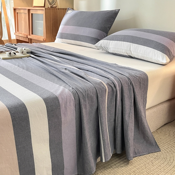 91家纺网 家纺一手货源 找家纺 21度C 2026新款A类全棉水洗棉母婴级床单 米拉条