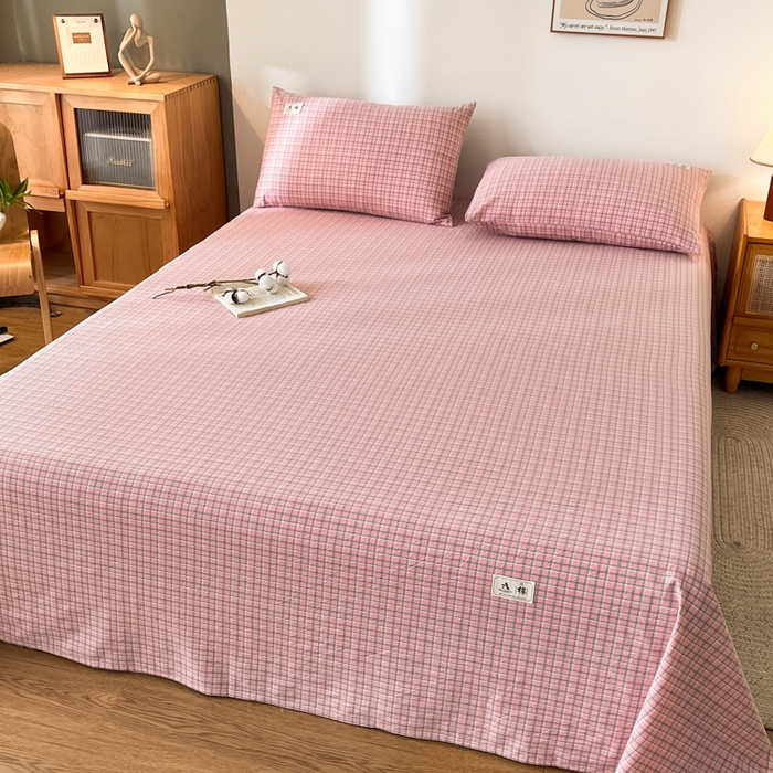 91家纺网 家纺一手货源 找家纺 21度C 2026新款A类全棉水洗棉母婴级床单 米娜粉