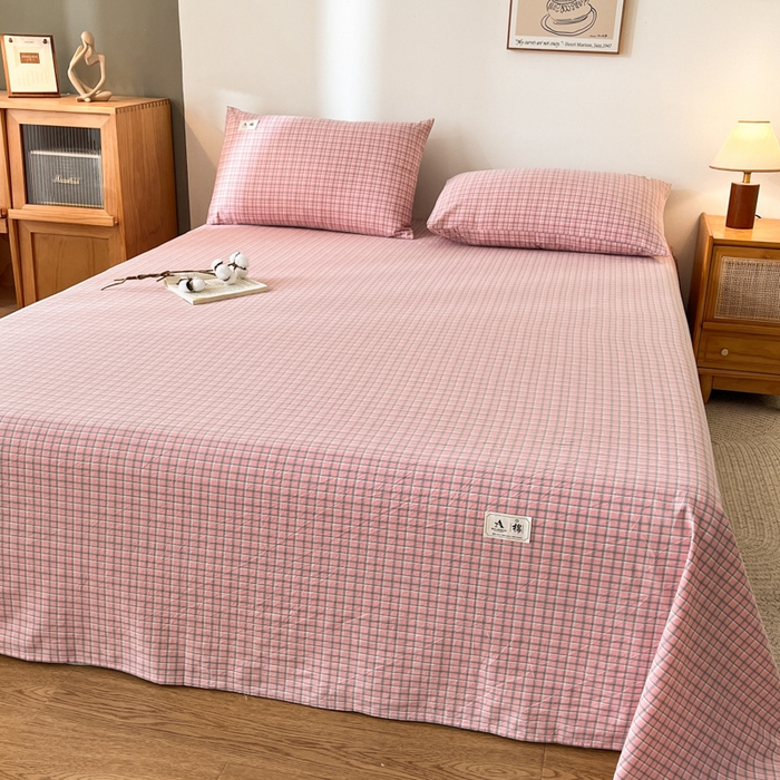 91家纺网 家纺一手货源 找家纺 21度C 2026新款A类全棉水洗棉母婴级床单 米娜粉