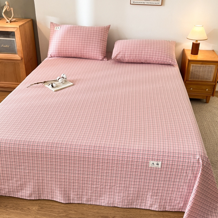 91家纺网 家纺一手货源 找家纺 21度C 2026新款A类全棉水洗棉母婴级床单 米娜粉