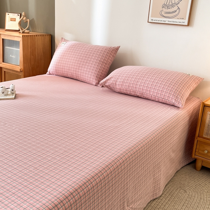 91家纺网 家纺一手货源 找家纺 21度C 2026新款A类全棉水洗棉母婴级床单 米娜粉