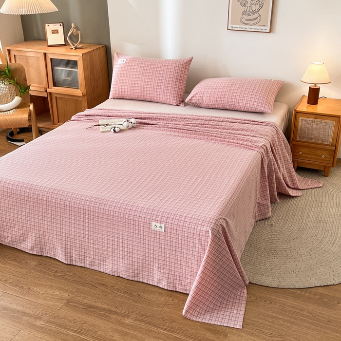 91家纺网 家纺一手货源 找家纺 21度C 2026新款A类全棉水洗棉母婴级床单 米娜粉