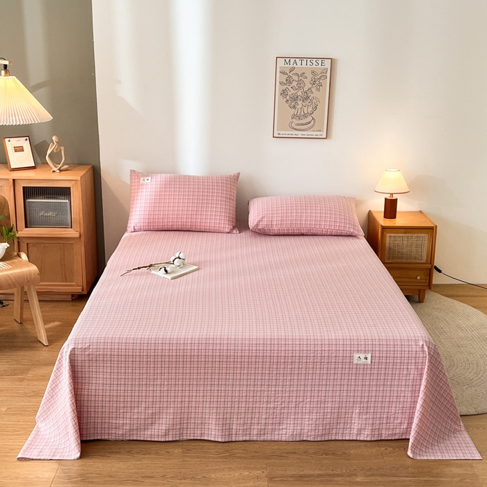 91家纺网 家纺一手货源 找家纺 21度C 2026新款A类全棉水洗棉母婴级床单 米娜粉