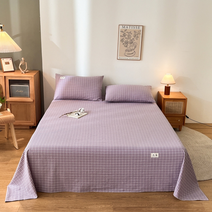 91家纺网 家纺一手货源 找家纺 21度C 2026新款A类全棉水洗棉母婴级床单 米娜紫