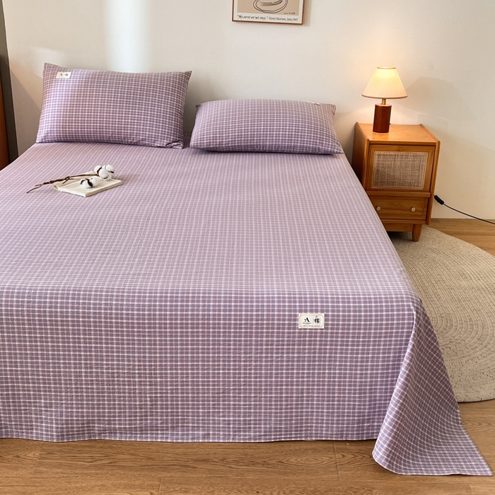 91家纺网 家纺一手货源 找家纺 21度C 2026新款A类全棉水洗棉母婴级床单 米娜紫