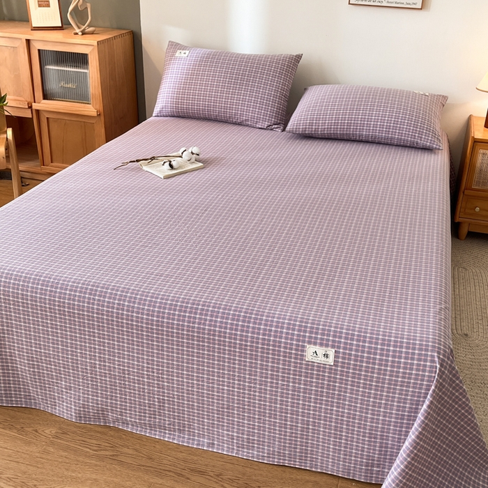 91家纺网 家纺一手货源 找家纺 21度C 2026新款A类全棉水洗棉母婴级床单 米娜紫