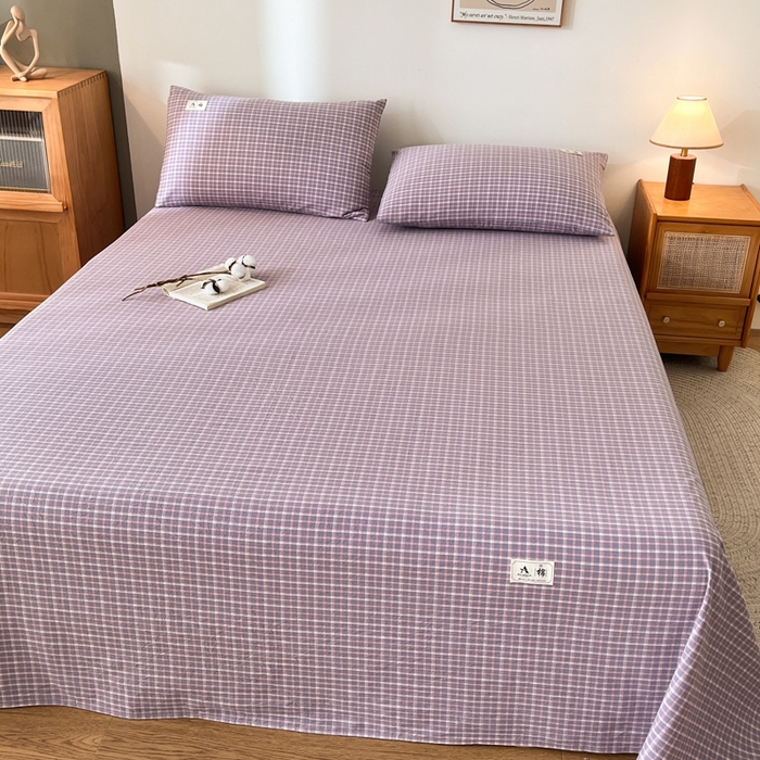 91家纺网 家纺一手货源 找家纺 21度C 2026新款A类全棉水洗棉母婴级床单 米娜紫