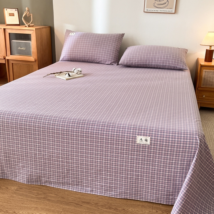 91家纺网 家纺一手货源 找家纺 21度C 2026新款A类全棉水洗棉母婴级床单 米娜紫