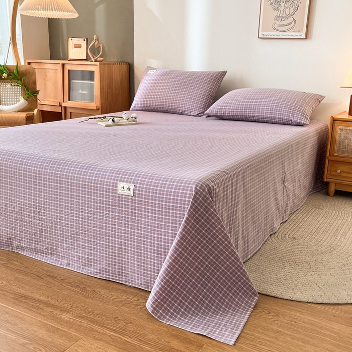 91家纺网 家纺一手货源 找家纺 21度C 2026新款A类全棉水洗棉母婴级床单 米娜紫