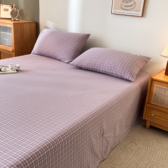 91家纺网 家纺一手货源 找家纺 21度C 2026新款A类全棉水洗棉母婴级床单 米娜紫