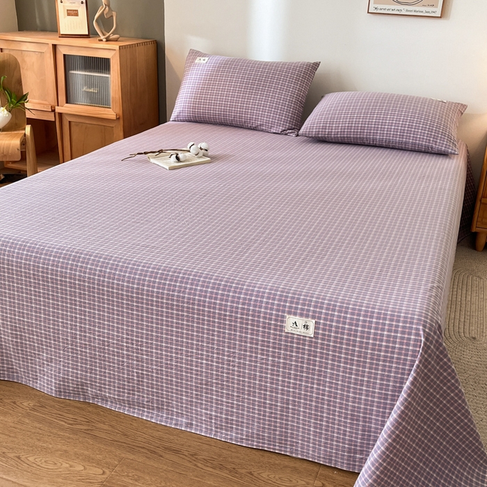 91家纺网 家纺一手货源 找家纺 21度C 2026新款A类全棉水洗棉母婴级床单 米娜紫