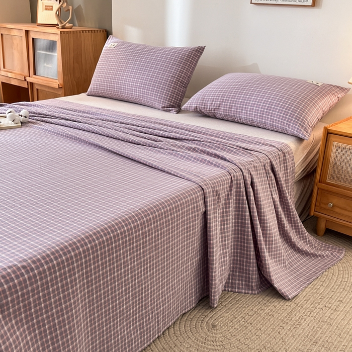 91家纺网 家纺一手货源 找家纺 21度C 2026新款A类全棉水洗棉母婴级床单 米娜紫