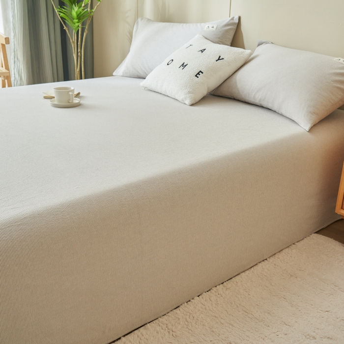 91家纺网 家纺一手货源 找家纺 21度C 2026新款A类全棉水洗棉母婴级床单 密条灰